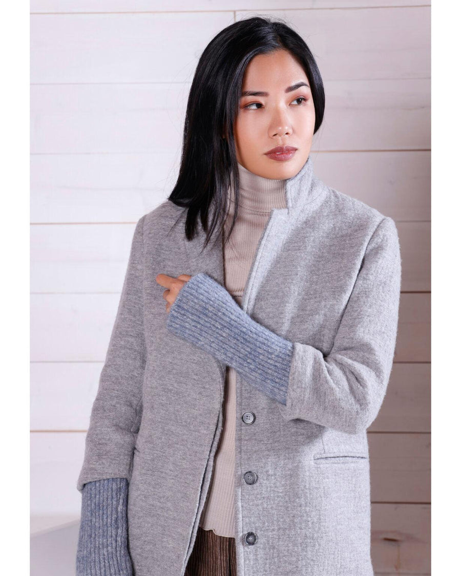 Double breasted coat with knit merino wool sleeves - Natyoural