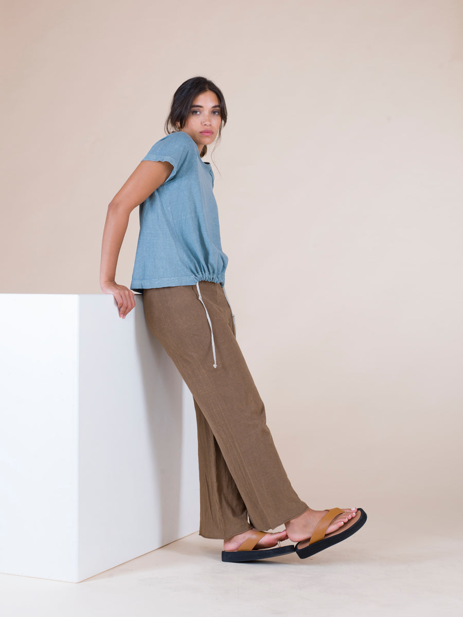 T-shirt in cotton jersey and linen YF017