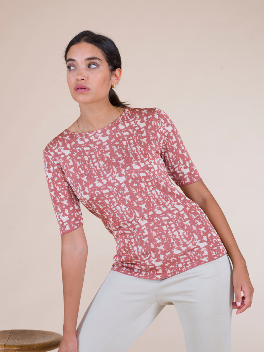 T-shirt bicolored  in pure rayon viscose