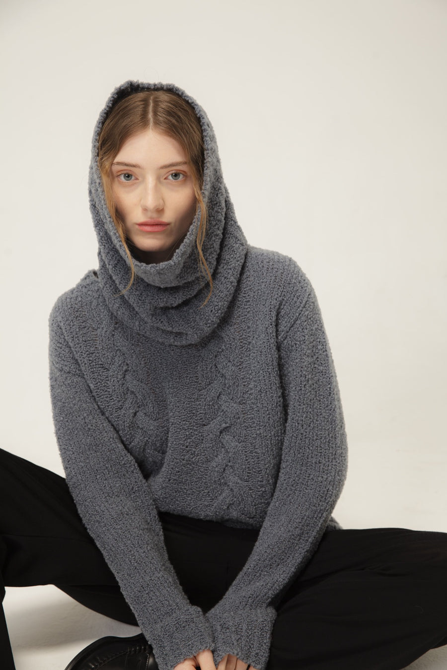 Woman Tortora sweater with hood - Natyoural